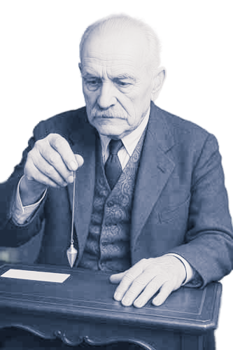 Stylized blue duotone portrait of a person facing the camera with arms crossed